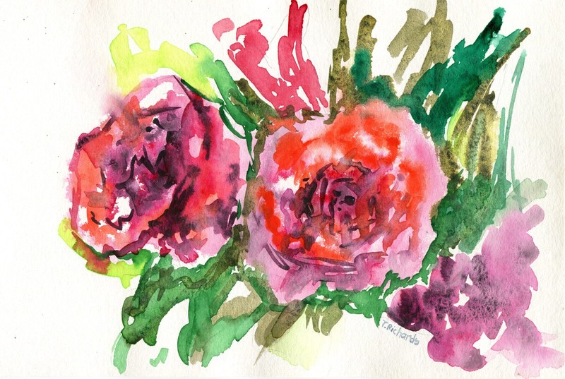 Watercolor Painting ORIGINAL Art Peony flower floral Peonies Wall Art 6×9″