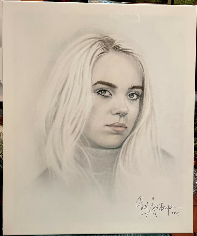 BILLIE EILISH  PAINTING – GIANT HAND PAINTED GICLEE BY GARY SADERUP 25X30