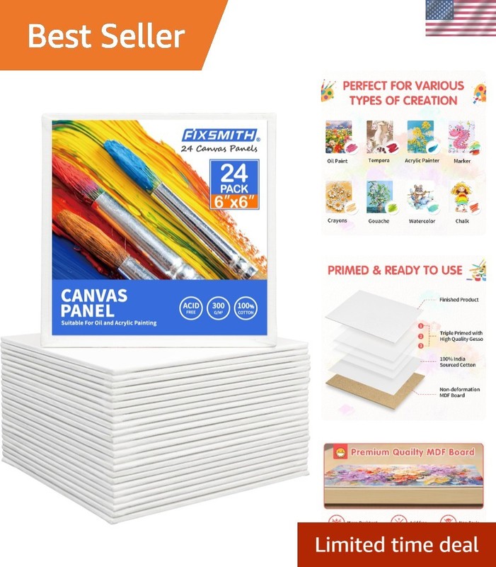 Versatile 24 Pack Artist Canvas Panels – Perfect for Acrylic, Oil, & More