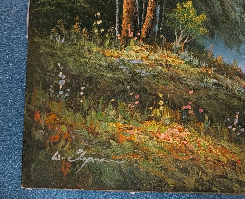 Vintage W. CHAPMAN Signed Original Oil Painting on Canvas: 36x24", Unframed gallery