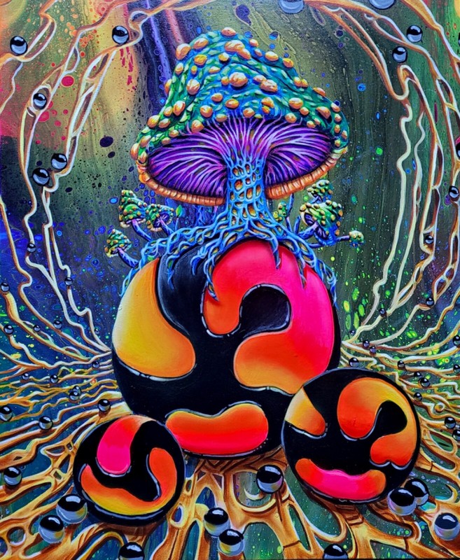 Mushroom spheres original painting OOAK