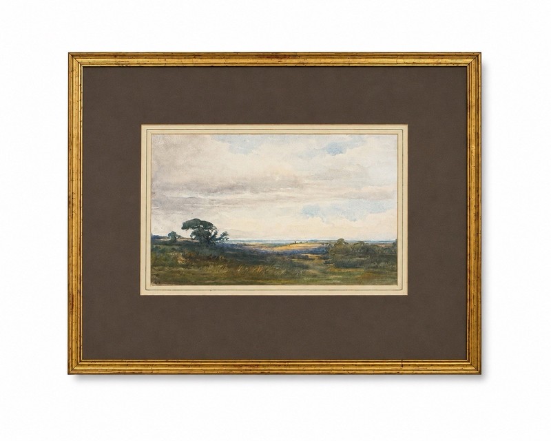 Antique 1888 English Watercolor Burnham Thorpe Landscape Attrib Newman