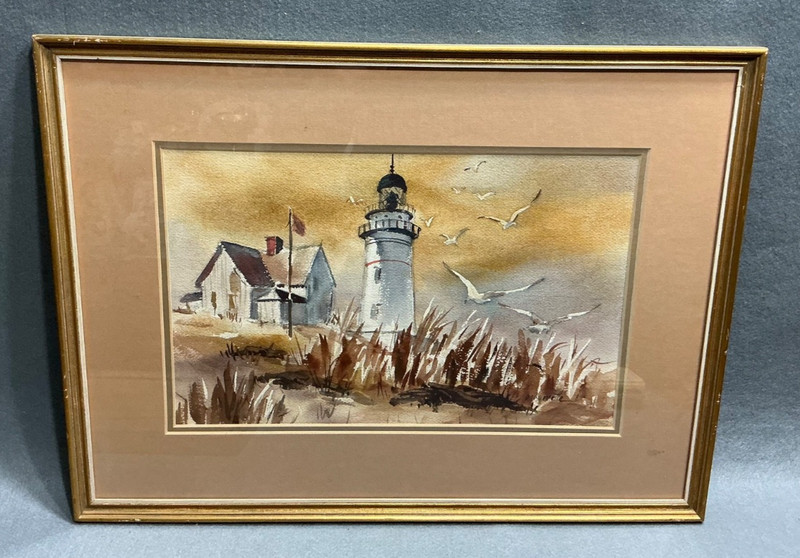 CAPE ELIZABETH MAINE LIGHTHOUSE WATERCOLOR ELEANOR DRAGONETTE BROOKLYN ARTIST