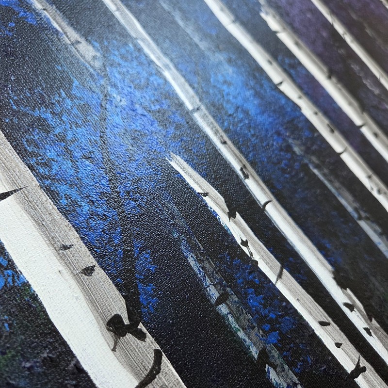 Rainbow of Aspen Trees Painting Triptych Original Signed Acrylic on Canvas 72x20 gallery