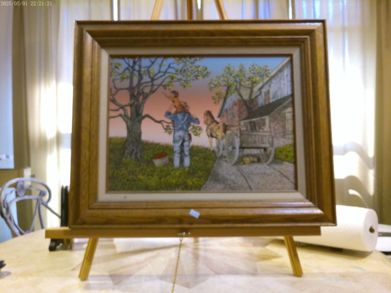 H. HARGROVE OIL PAINTING ON CANVAS ~APPLE PICKING~ARTIST SIGNED (SERIGRAPH)