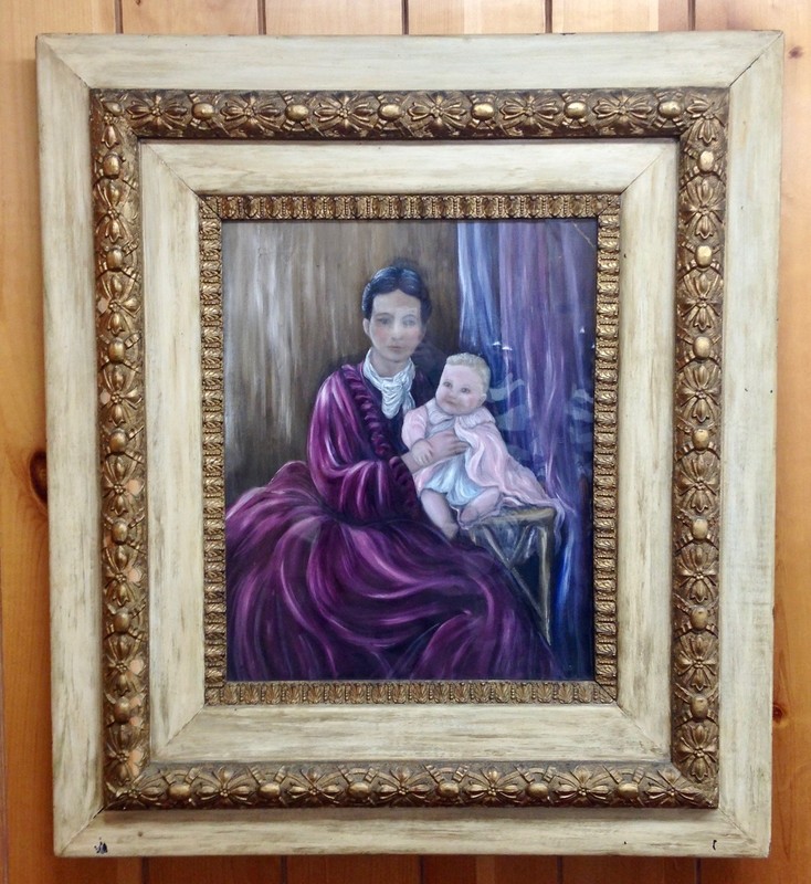 Vtg Antique Victorian ‘A Mother’s Love’ Framed 30×34″ Orinal Painting