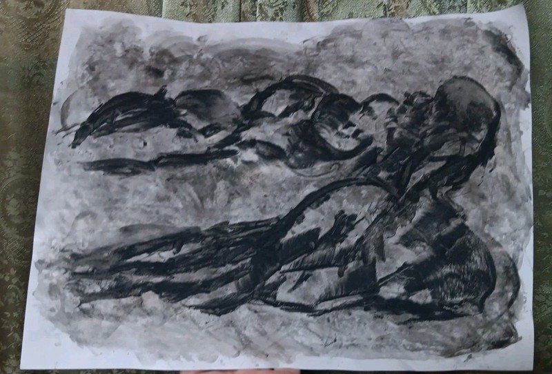 Vintage Original Painting Art Informel Brut Mixed Media Abstract Signed Leeroy