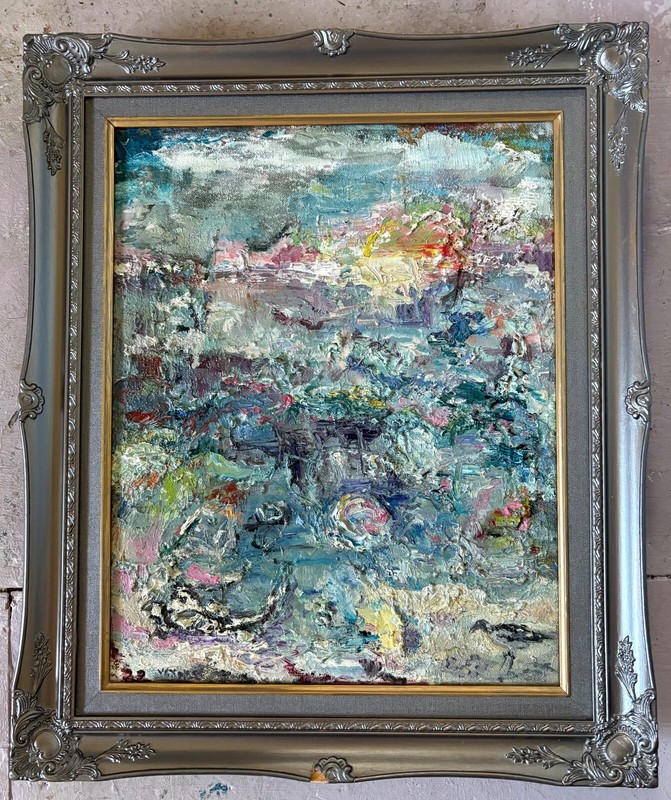 Abstract Troubled Waters, Original Oil Painting, by Van Ness
