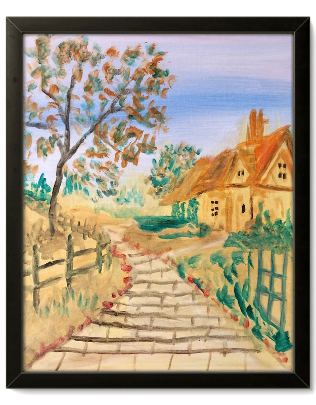 Country Cottage Road 11x14 Modern Contemporary Original Signed Canvas Acrylic gallery