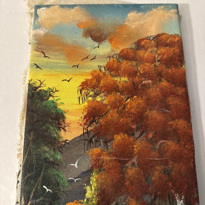 Sunset River by Ramon Rosario – Original Autumn Landscape Painting 18x8 gallery