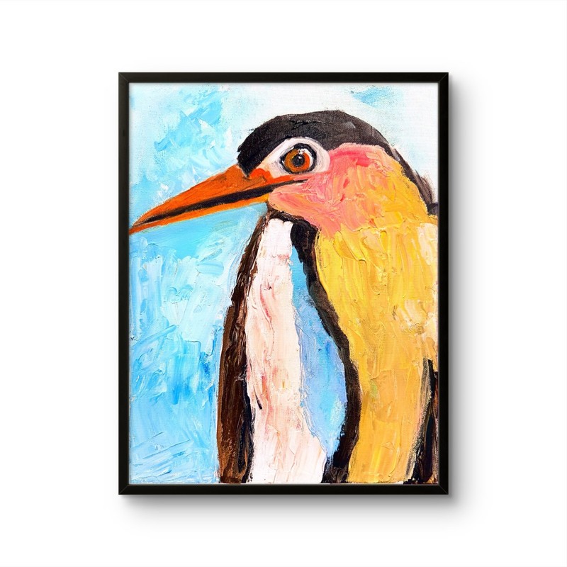 Original Art N S Davis 11×14 Canvas FINE ART COLLECTIBLE Acrylic Modern Penguin