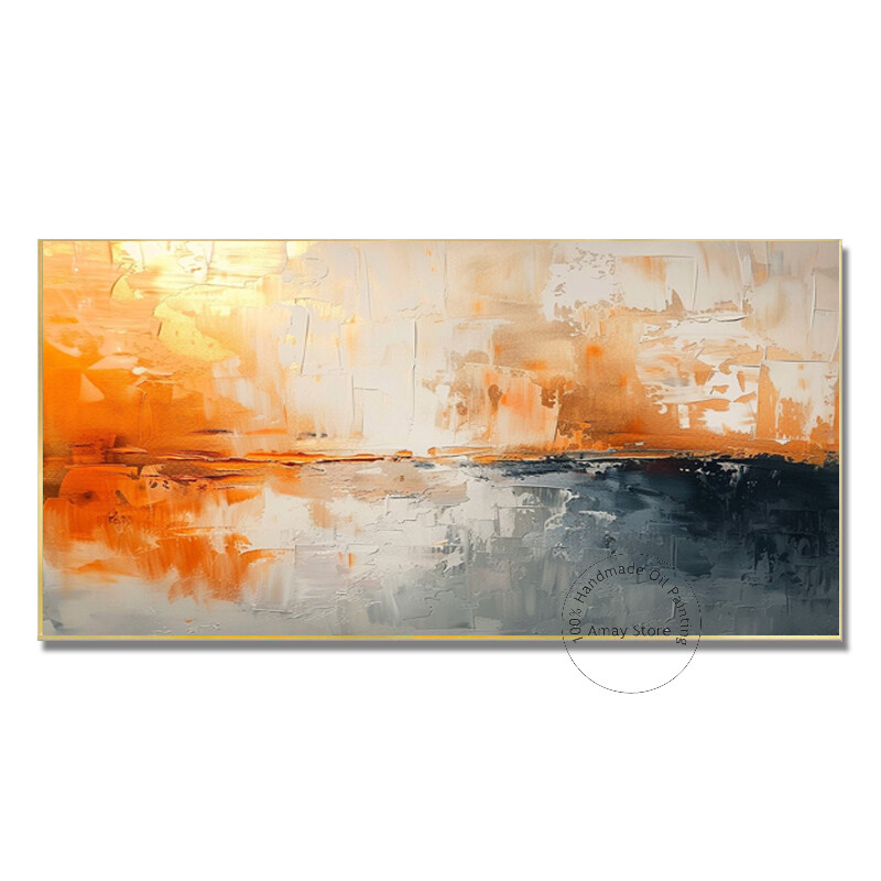 Sunset Glow Abstract Thick Oil Painting On Canvas Hand Painted Abstract Decor gallery