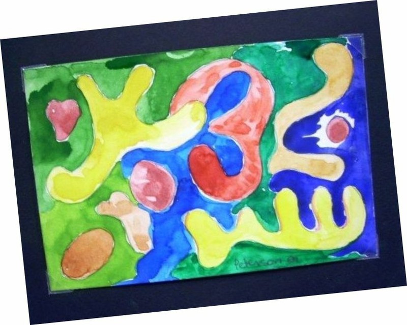 C Peterson ORIGINAL fine ART watercolor PAINTING = impressionist ABSTRACT colors