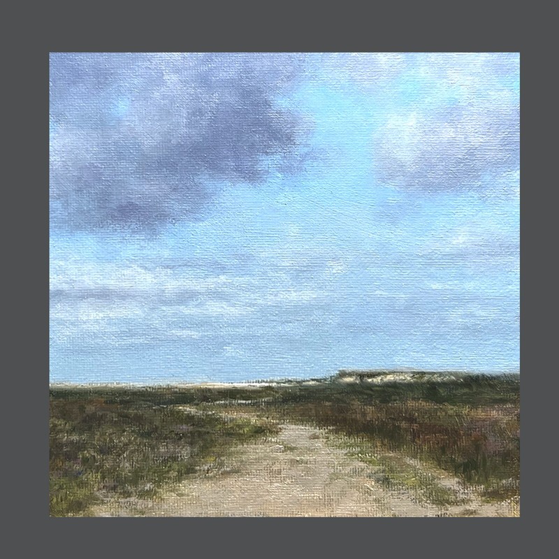 Long Path to the Beach, original oil painting,Landscape, seascape, summer,6″x6″