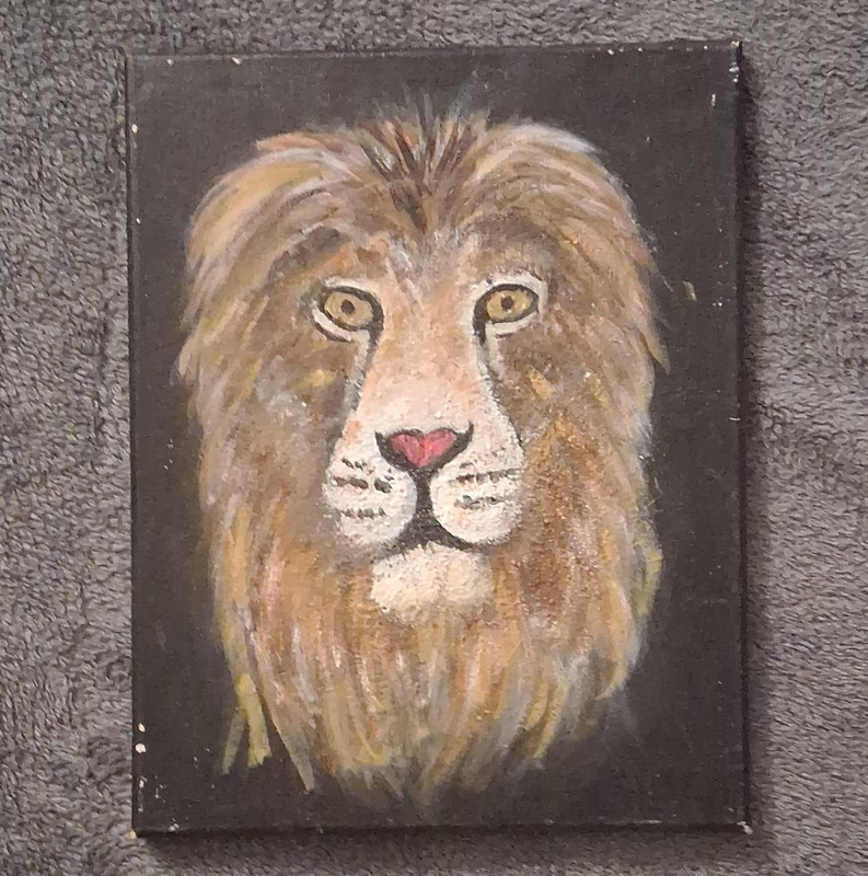 Contemporary Lion Portrait Painting on Canvas, Unframed Wildlife Animal Art