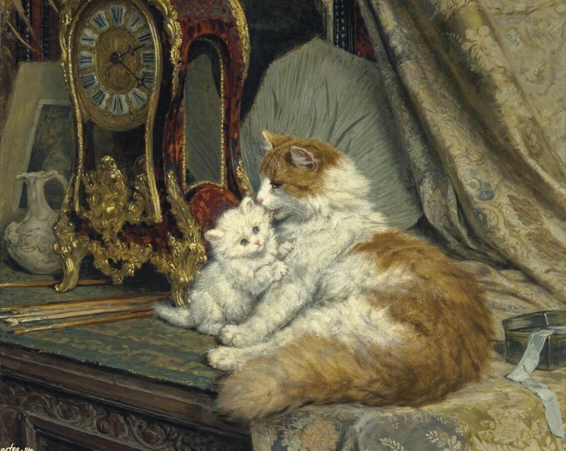 Handmade Oil Painting repro Henriette Ronner-Knip Cat #20