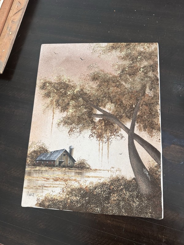 C. Lewis Perez Original 3D Textured Oil Painting Signed 16×12