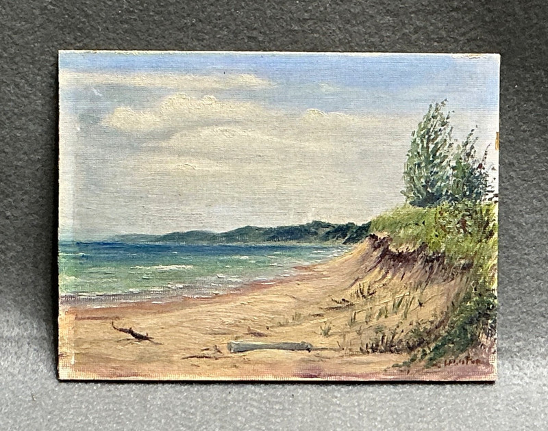 IMPRESSIONISTIC LONG ISLAND BEACH SEASCAPE MINIATURE MIDCENTURY OIL PAINTING gallery