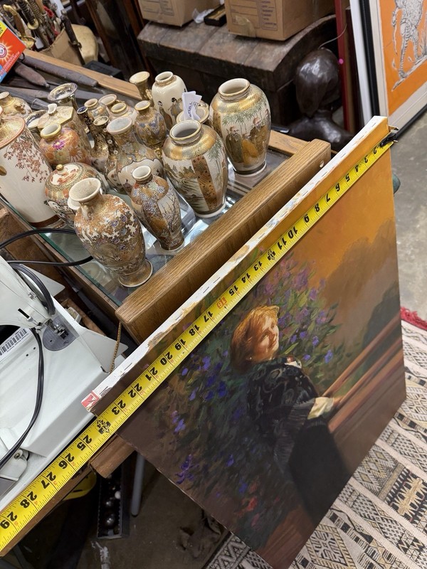 Original Frederic Michael Wood Oil On Canvas Portrait Of Ina Painting 24 X 36 gallery