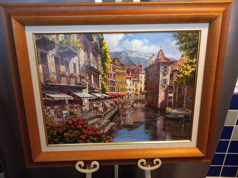 S. SAM PARK «AFTERNOON IN ANNECY»» 26″ X 32″ GICLEE ON CANVAS, 324/500, Signed