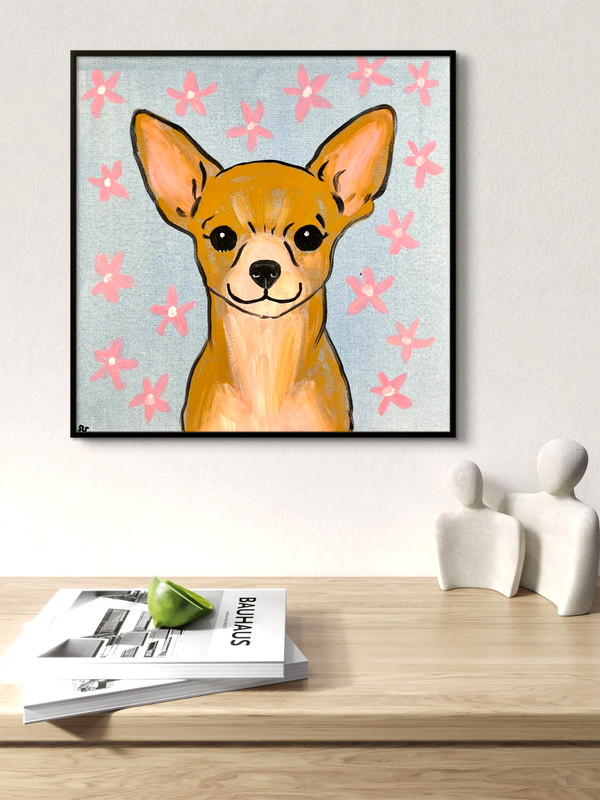 Chihuahua Portrait Painting, Expressive Dog Art 12x12 gallery