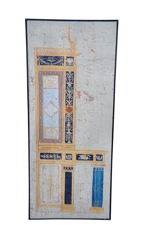 Pair French Hand Painted Neoclassical Wall Hanging Architectural Screen Panels gallery