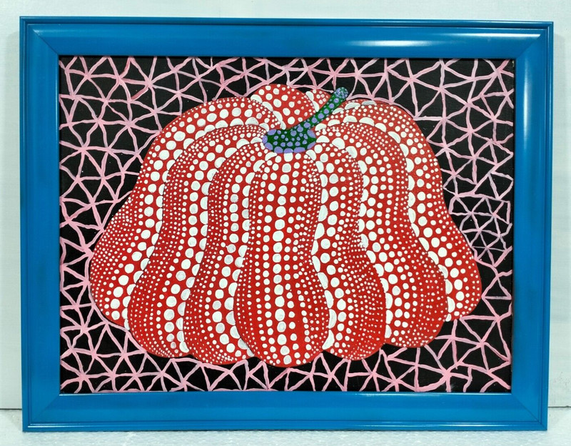 YAYOI KUSAMA ACRYLIC ON CANVAS SIGNED AND DATED 2000 WITH FRAME GOOD CONDITION