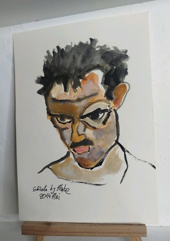 Egon Schiele Self Portrait Homage Watercolour 2014 Signed Mate #A4 Portrait gallery