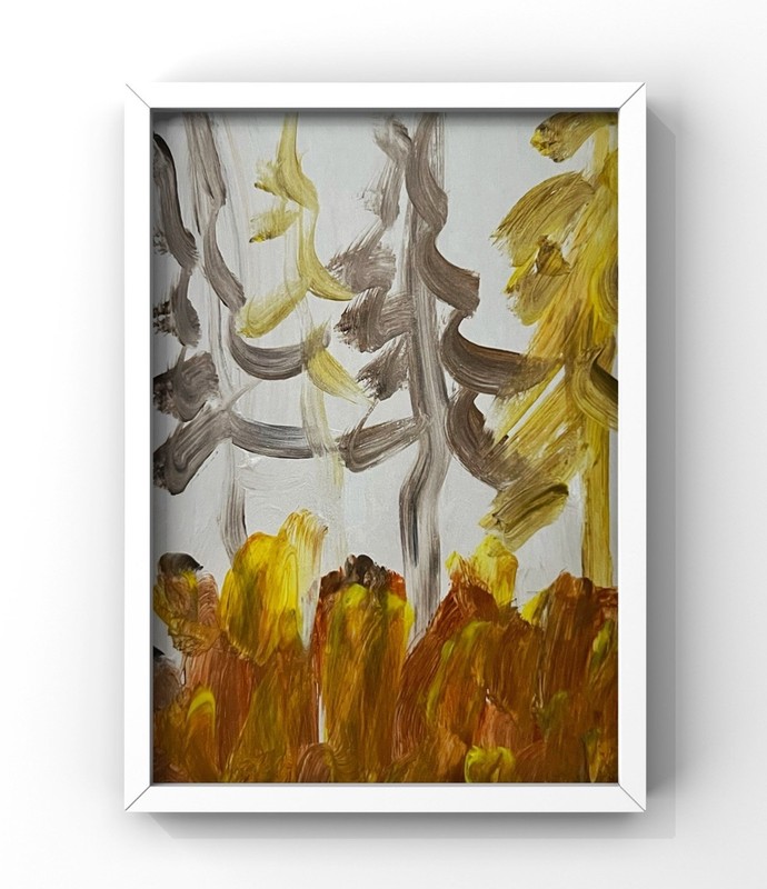 Forest Landscape Painting Abstract Nature Minimalist Art Cabin House Decor 4×6”