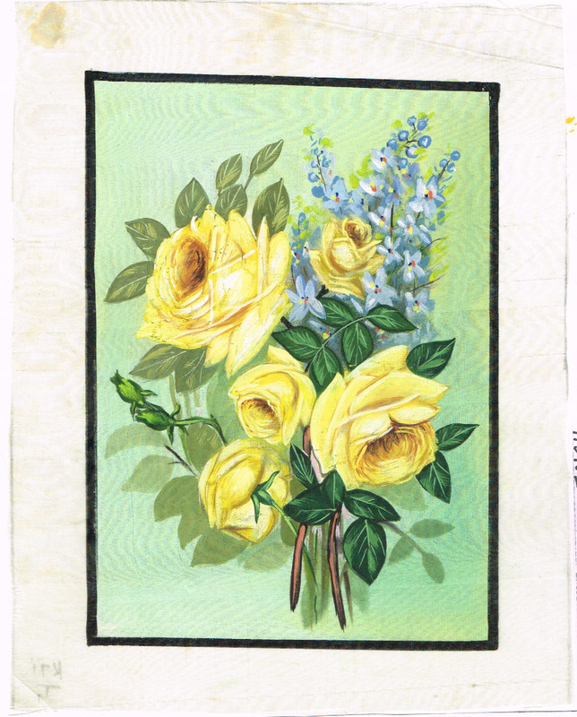 Hand Painted Beautiful Flower Painting Fine Artwork On Silk Cloth 7×9 Inches