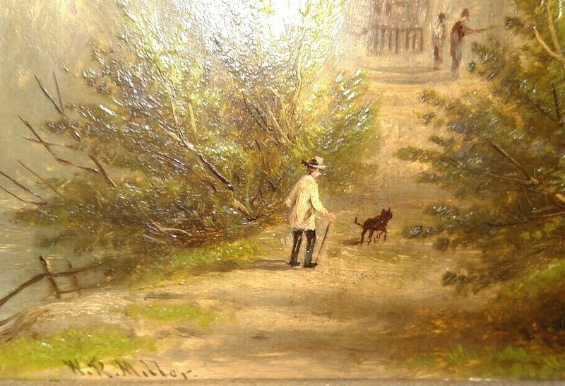 LISTED WILLIAM RICKARBY MILLER (American, 1818-1893) OIL PAINTING PEOPLE CASTLE gallery