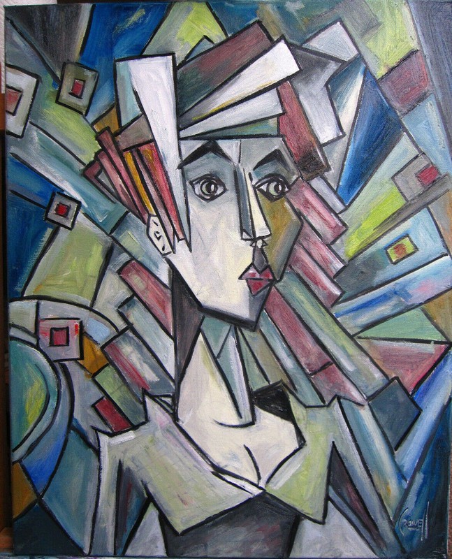 picasso style BAMBI TAKES A HOLIDAY cubism portrait 16×20 original art Crowell