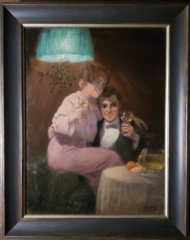 ANTIQUE AUSTRIAN RUDOLF ALFRED HOGER FINE ART PAINTING WINE FRUIT ORANGE LOVERS
