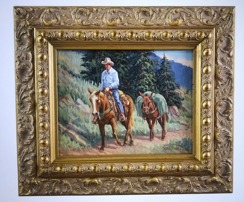 Original Randy Follis Oil Painting "Cowboy Packer" Western Palomino Horse FRAMED gallery