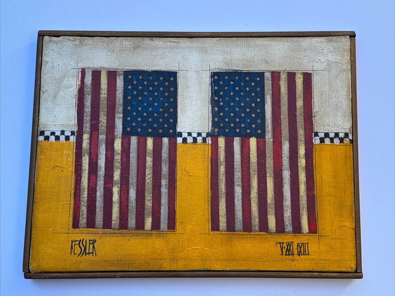 DAN KESSLER PAINTING WASHINGTON D.C FLAG AMERICAN PATRIOTIC MODERNISM LISTED