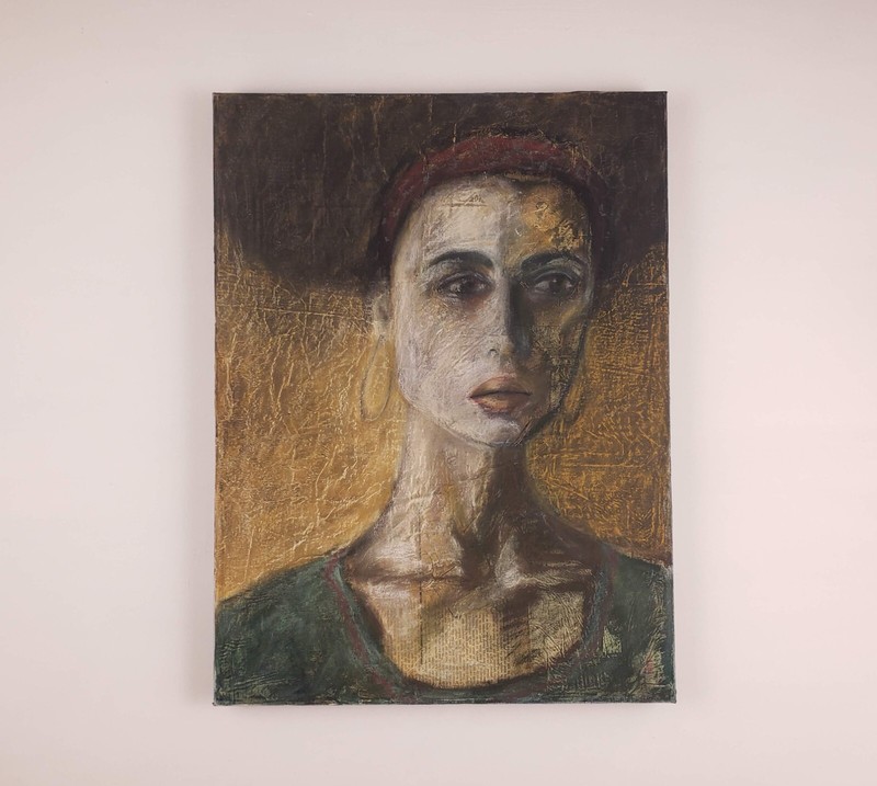 Original Female Portrait – Wall Art Decor – Soft Pastel & Paper on Canvas 18X24