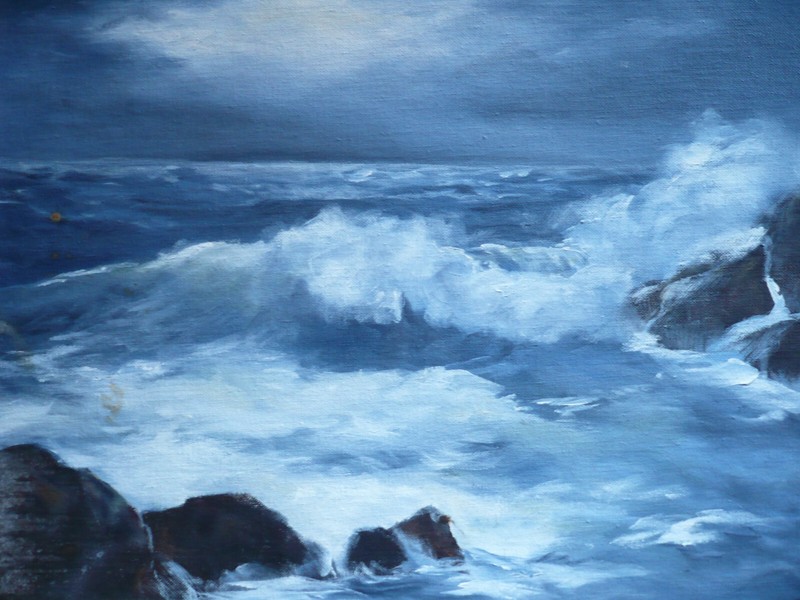 FLORENCE BRADISH, Oceanside CALIF CALIFORNIA SEASCAPE COASTAL OCEAN OIL PAINTING gallery