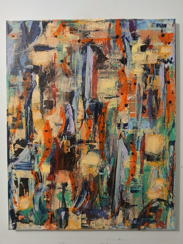 original abstract acrylic painting on canvas "Walking By" gallery