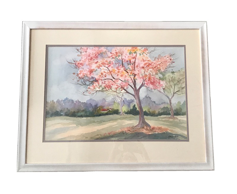 Kathryn Stinis Watercolor Painting Botanical Garden Palos Verdes California 1994