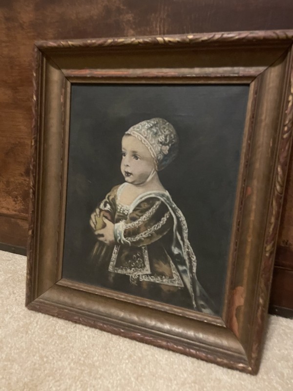 Oil on Canvas Painting of Baby Stuart Circa 1840’s Pearl S Buck Estate