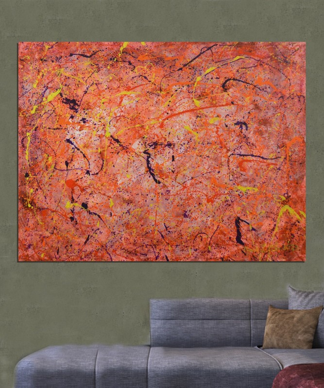 Jackson Pollock style￼ Profession￼al Painting 81” X 62”(6ft 9in)Abstract Modern gallery