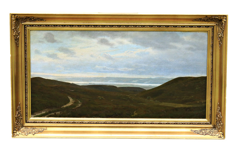 Harald Frederik Foss (1843-1922) Signed Antique Landscape Oil Painting Framed
