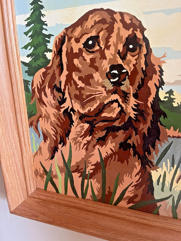Vintage Cocker Spaniel Dog Painting Art Paint by Number Finished PBN Hunting gallery
