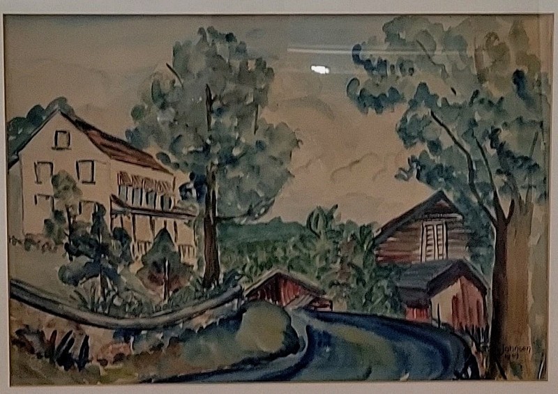 Watercolor On Paper Painting By Estelle Johnson 1939 Framed #2