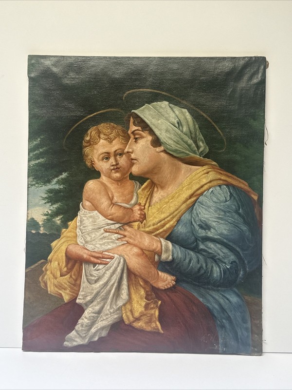 Antique Painting Women Portrait Mystery Female Model Woman Madonna Religious