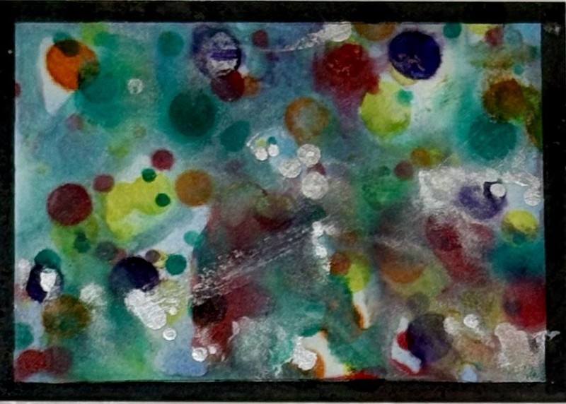 Abstract Rainbow Colors Acrylic Painting On 2.5 X3.5 ACEO