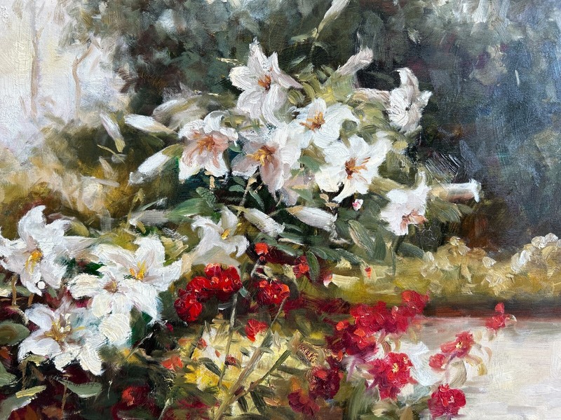 Beautiful Bunch of Flowers Original 36 x 24 Oil Painting on Canvas gallery