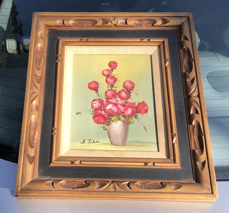 Beautiful￼ Original Oil Painting Signed A. Julia (Rant) Roses Still Life 17×15