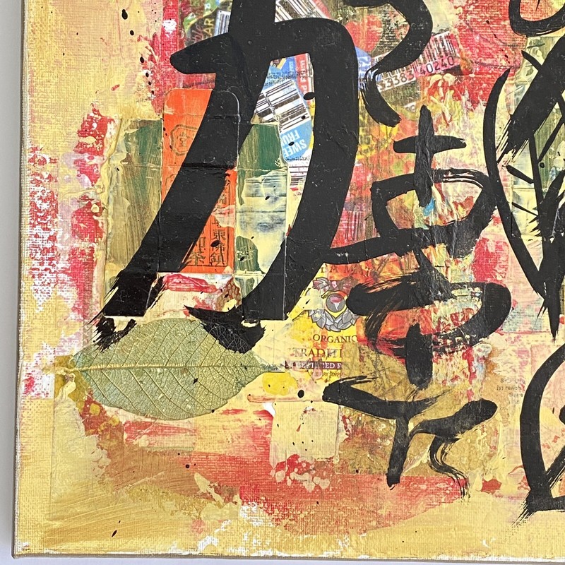 Healthy Life - Original Collage Art Signed Asian Fusion Painting 16”x20” gallery