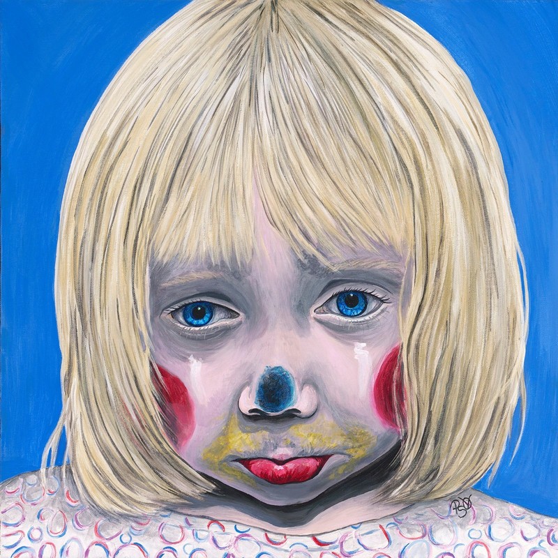 Original Acrylic Sad Little Girl Clown